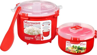 Sistema Microwave Rice Cooker & Round Microwave Food Container Set | 2.6L, 915ml | Food Containers with Steam-Release Vents | BPA-Free | 2 Count - Image 2