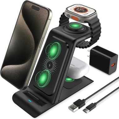 HATALKIN 3 in 1 Wireless Charging Station Compatible for Apple Products Multiple Devices Charger for Apple Watch Ultra 11 10 9 8 7 SE AirPods Pro iPhone 17 16 15 14 13 Pro Max/X/XS Fast Charger Stand - Image 2