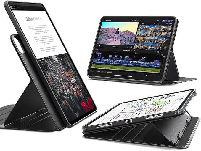 ESR for iPad Pro 13 Inch Case (M5/M4) 2025/2024, Rotating Case with Removable Magnetic Cover, Adjustable Portrait/Landscape Stand, 9 Standing Angles, Shift Series, Black - Image 1