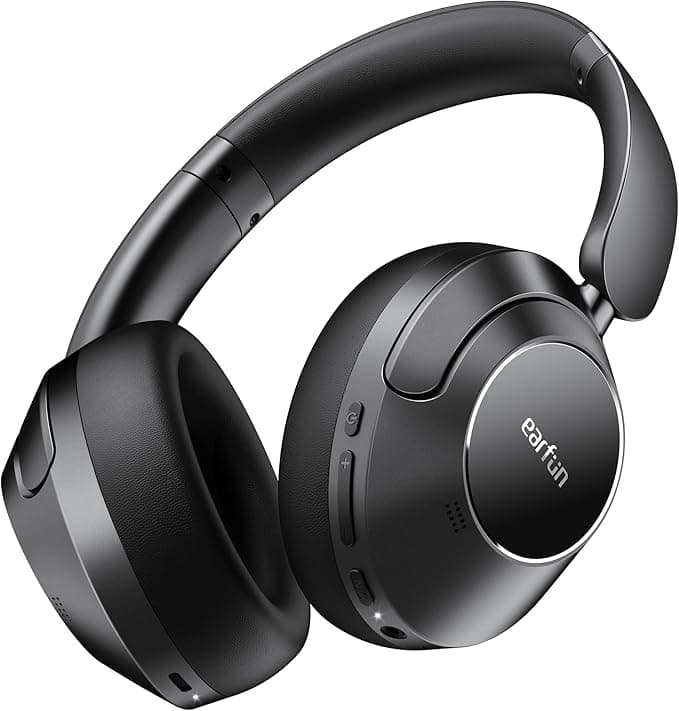 EarFun Wave Pro Active Noise Canceling Headphones, Wireless Over Ear Bluetooth Headphones, LDAC Hi-Res Sound, 5 Mics AI Clear Call, 80H Playtime, Multipoint Connection, Comfort Fit, Custom EQ via App - Image 1