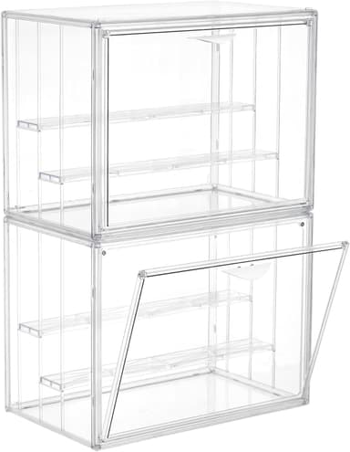 Acrylic Display Case for Collectibles 3 Layer Adjustable Figure Display Cases with Magnetic Door Clear Stackable Display Box for Figures Showcase 2Pack - Image 2
