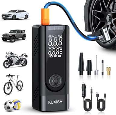 KUXISA Tire Inflator Portable Air Compressor, 180PSI Air Compressor with Digital Pressure Gauge, 3X Faster Portable Air Pump for Car, Motorcycle, Bicycle, Ball and More(Black - Image 2