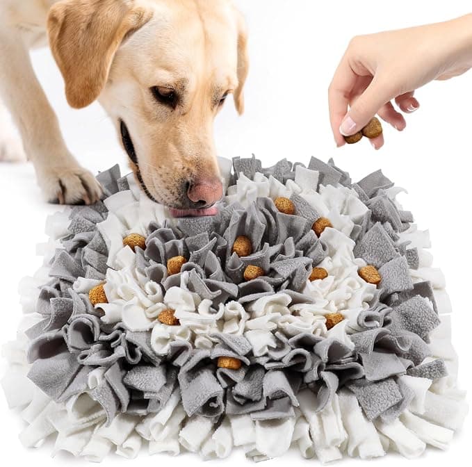 Pet Snuffle Mat for Dogs, Dog Feeding Mat, Nosework Training Mats for Foraging Instinct Interactive Puzzle Toys (Gray&White - Image 1