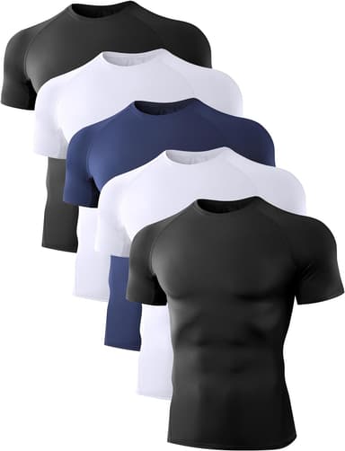 Dalavch 5 Pack Men’s Compression Shirts Short Sleeve Cool Dry Sports Athletic Workout Base Layer Undershirt T-Shirt Tops - Image 2