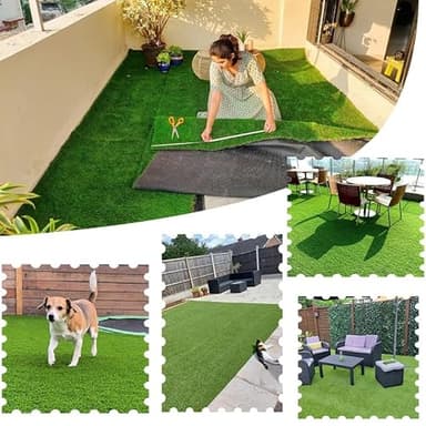 Petgrow Artificial Turf Synthetic Grass 4 X 6 Feet,Fake Faux Grass Rug 0.8" Pile Height Fake Lawn Indoor Outdoor Realistic Turf,4-Tone/Soft, with Drainage Holes & Rubber Backing/Custom Size - Image 6