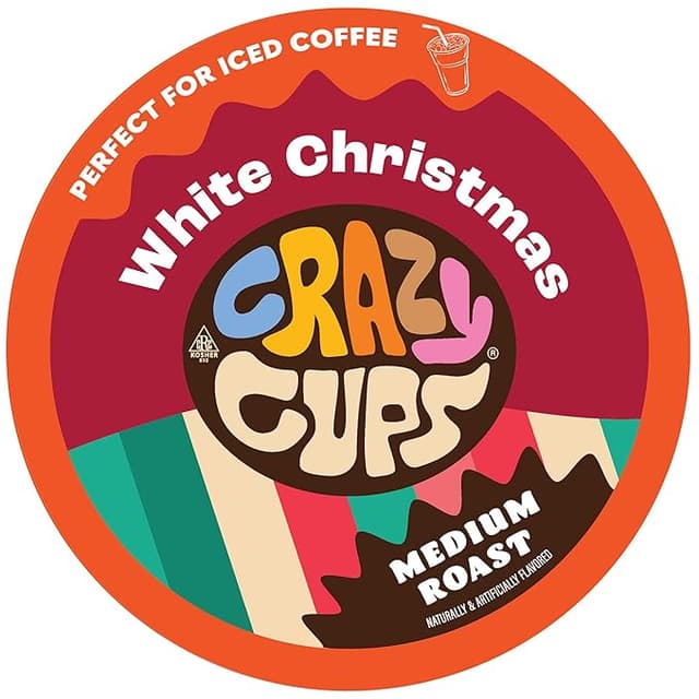 Crazy Cups Flavored Coffee for Keurig K-Cup Machines, White Christmas, Hot or Iced Drinks, 22 Single Serve, Recyclable Pods