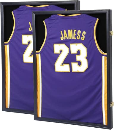 Jersey Frame Display Case, Large Lockable Shadow Box Sports Jersey Frame with 98% UV Protection Acrylic and 2 Hanger for Baseball Basketball Football Soccer Hockey Shirt,Uniform, Graduates Black - Image 2