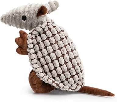 Hollypet Plush Dog Squeaky Toy Stuffed Armadillo Animal Pet Puppy Chew Toys with Clean Teeth for Small Medium Large All Breed Sizes Dogs, Gray, 8 in - Image 1
