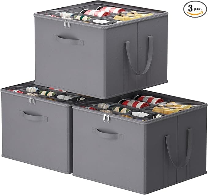 Lifewit Shoe Storage Organizer for Closet Fits 12-16 Pairs, Fabric Large Shoe Box Storage Containers with Clear Cover, Foldable Bins Fit for Boots Heels Sneakers 17"(L) x 17"(W) x 12.5"(H) 3 Pack Gray - Image 1
