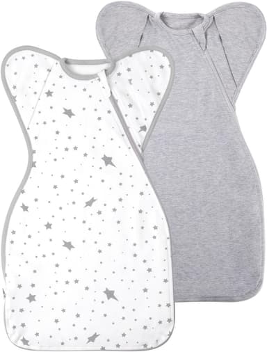 Baby Sleep Sack Swaddles for Newborn 0-3 Months, Arms Up Swaddle Blanket 2 Packs Cotton, Hands Up 3-Way Transitions to Arms-Free Wearable Sleeping Sack Bag for Boys Girls Snug Fit Calms Startle Reflex - Image 2