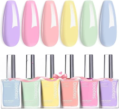 Beetles Pastel Nail Polish Set -6 Colors Pink Blue Yellow Nude Pink Purple Nail Polish Set Quick Dry Finger DIY Air Dry Nail Art Salon Home Pastel Reverie Gift for Women - Image 2