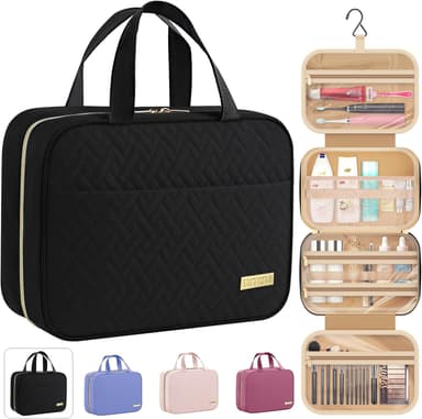 HOTOR Travel Toiletry Bag - Hanging Toiletry Bag for Women & Men, Makeup Bag/Big Comparment, Waterproof for Travel Accessories, Travel Essentials, Medium, Black - Image 2