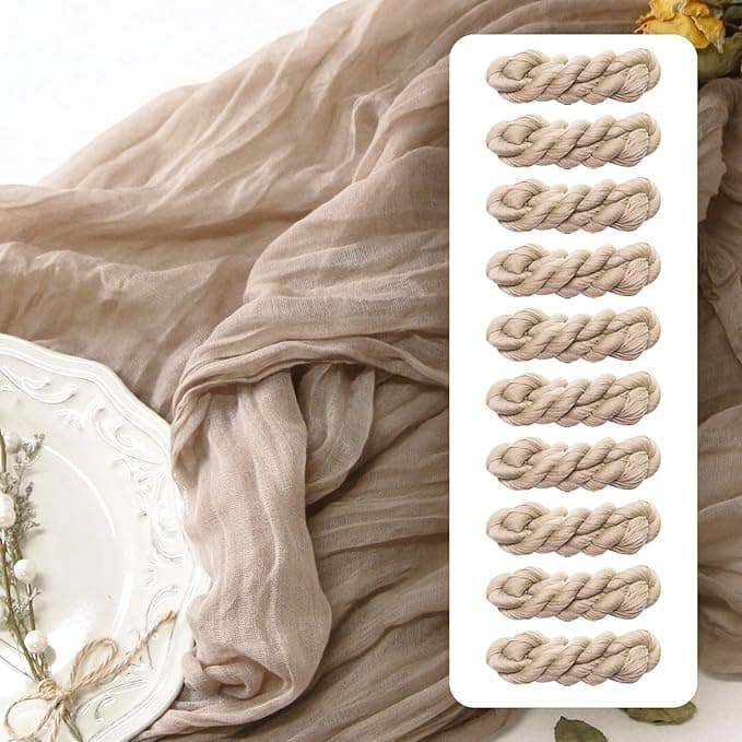 FEXIA 10 Pack Nude Table Runner 35x120 Inches Gauze Table Runner for Bridal Shower Wedding Party First Communion Centerpiece Engagement Boho Table Decoration (Nude - Image 1