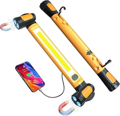 Work Light for Mechanic,3200LM LED Work Lights,5400mAh Rechargeable Magnetic Light bar,Portable Automotive Tools Underhood Light with Hooks for Car Garage Workshop Emergency,Gifts for Him, Yellow - Image 1