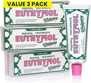 EUTHYMOL Whitening Toothpaste (3.7fl oz*3, Pack of 3) - Stain Removal in 2 Weeks, Long-Lasting Freshness for Sensitive Gum & Teeth. Bad Breath, Cavity Prevention. Recyclable Aluminum Tube - Image 2