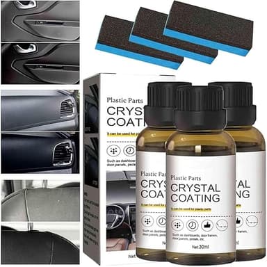 3Pcs Crystal Coating for Car, Plastic Parts Crystal Coating, Cristal para PláStico Del Carro for Car, Great Gloss Protection, Long Duration Refurbish Agent with Spong - Image 1