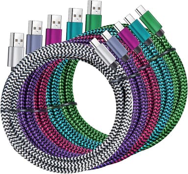 USB Type c Cable, 5 Pack (6FT) Nylon Braided USB C Cables 3A Fast Charging Charger for Samsung Galaxy S9/S8 Note8/9 20 10 S21 S20 S10 Plus C Cord - Image 2