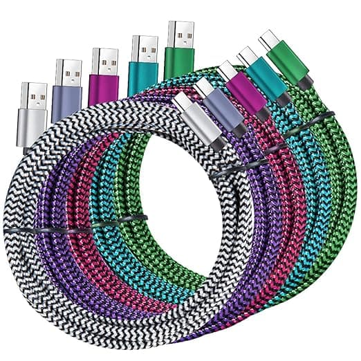 USB Type c Cable, 5 Pack (6FT) Nylon Braided USB C Cables 3A Fast Charging Charger for Samsung Galaxy S9/S8 Note8/9 20 10 S21 S20 S10 Plus C Cord - Image 1