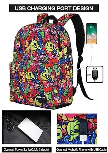 SUPACOOL Casual Laptop Backpack for Men and Women, Backpack for College, USB Charging Port, Lightweight Pack Back(Graffiti) - Image 2