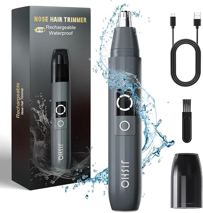 JISHO Rechargeable Ear and Nose Hair Trimmer for Men Women-12000 RPM Powerful Motor with Dual Edge Blades, Waterproof, USB Type-C, Easy to Clean Travel Size - Image 1