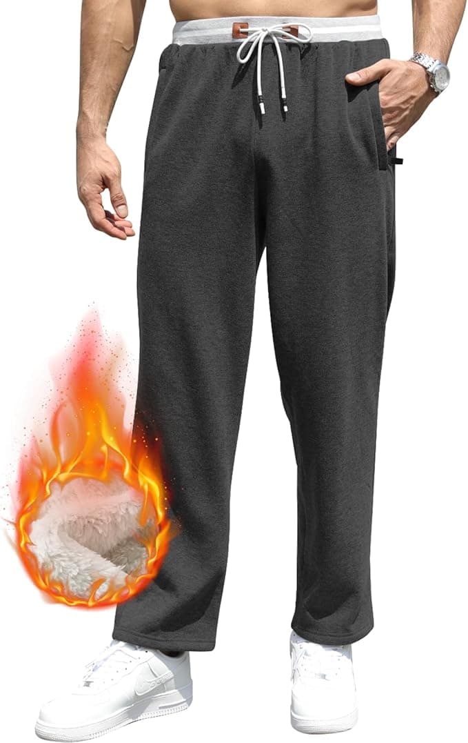 Mens Sweatpants with Zipper Pockets Soft Fleece Lined Active Joggers Drawstring Waist Athletic Running Yoga Pants - Image 1