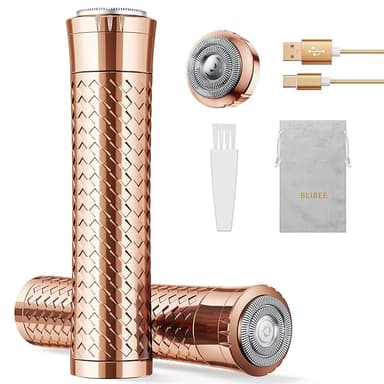 Facial Hair Removal for Women, Rechargeable Hair Removal Device, Painless Face Electric Razor/Shaver for Lip, Arms, Face, Peach Fuzz (Gold - Image 1