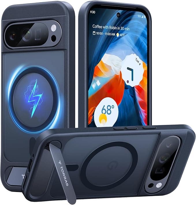 TORRAS Magnetic & Stand for Google Pixel 9 Pro Case/Pixel 9 Case, Fit for MagSafe, 12FT Mil-Grade Drop Protection, Slim Fit for Google Pixel 9/9 Pro Phone Case with Built-in Kickstand, Black | Magnetic, Stand, Fit for MagSafe, Slim Fit, Built-in Kickstand - Image 1