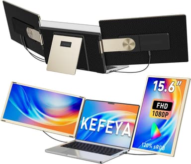 KEFEYA Laptop Screen Extender 15.6", FHD 1080P Portable Triple Monitor for Laptops 13-17.3", 120% sRGB 235° Rotation Detachable Laptop Monitor Extender for Windows/Mac/Dex/Chrome/Surface, Plug n Play - Image 2