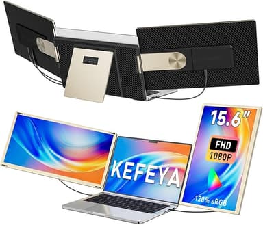 KEFEYA Laptop Screen Extender 15.6", FHD 1080P Portable Triple Monitor for Laptops 13-17.3", 120% sRGB 235° Rotation Detachable Laptop Monitor Extender for Windows/Mac/Dex/Chrome/Surface, Plug n Play - Image 1