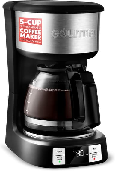 Gourmia Drip Coffee Maker – 5 Cup, One-Touch Brew, Pause & Serve, Adjustable 4 Hr Keep Warm, EZ-View Water Window, Black - Image 2
