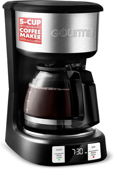 Gourmia Drip Coffee Maker – 5 Cup, One-Touch Brew, Pause & Serve, Adjustable 4 Hr Keep Warm, EZ-View Water Window, Black - Image 1