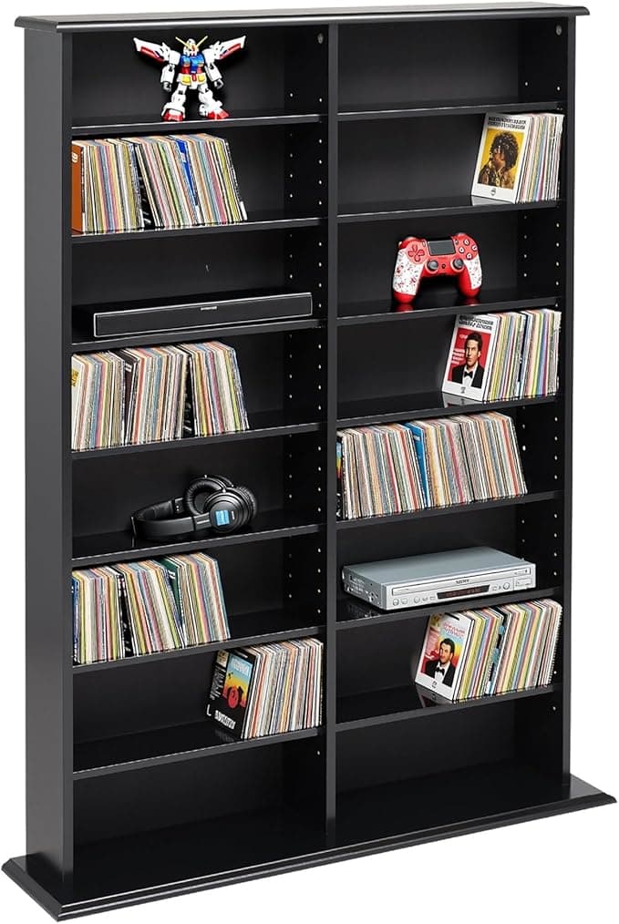 Prepac 2 Column Display Cabinet Media Storage, 38.75" Wide, Black - Image 1