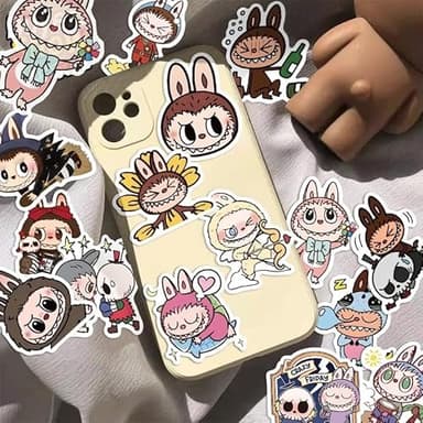 70 Pcs Labubu Cartoon Sticker Water Bottle Fun Cute Stickers Suitable for Teenagers and Adults Vinyl Stickers Suitable for Laptop Skateboarding Party Supplies - Image 3