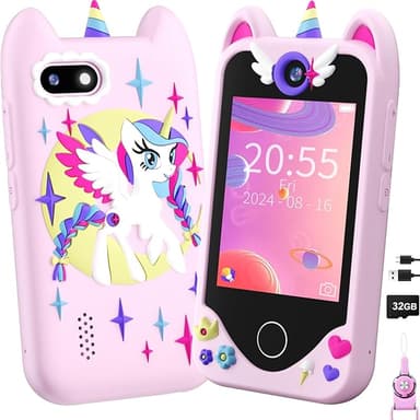 Kids Smart Phone for Girls Gifts - Toddler Christmas Birthday Gift for Age 3 4 5 6 Year Old, Kids Cell Phone Toy with Touchscreen, Dual Cameras, Learning, Kid Mp3 Player, Games with 32 GB Card - Image 1