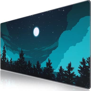 iCasso Extended Gaming Mouse Pad (35.4x15.7 in), Large 3mm Non-Slip Rubber Base Mousepad with Stitched Edges, Waterproof Keyboard Mouse Mat Desk Pad for Work, Game, Office, Home - Silent Night - Image 1