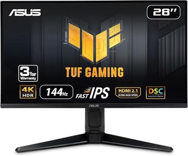 ASUS TUF Gaming 28” 4K 144HZ DSC HDMI 2.1, Monitor (VG28UQL1A) - UHD (3840 x 2160), Fast IPS, 1ms, Extreme Low Motion Blur Sync, G-SYNC Compatible, FreeSync Premium, Eye Care, DCI-P3 90%,Black - Image 1