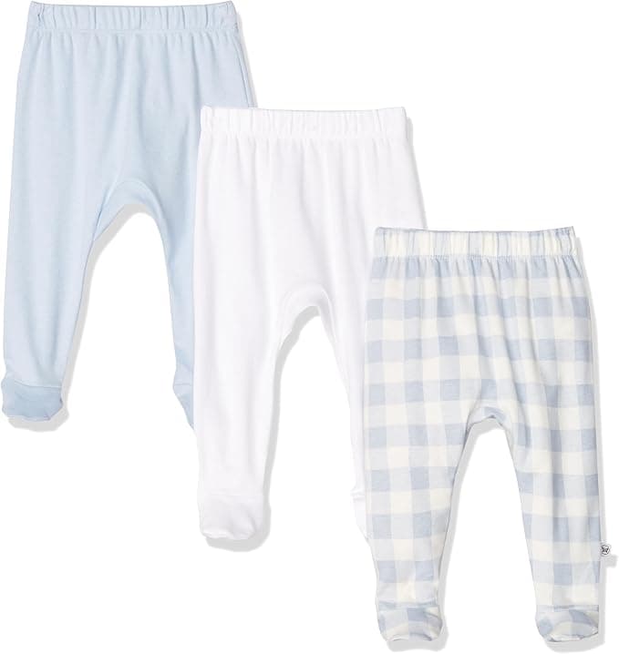 HonestBaby Unisex-Baby 3-Pack Footed Pants Roomy Fit Pull on Bottoms 100% Organic Cotton for Infant Baby Boys, Girls, Unisex - Image 1