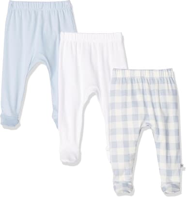 HonestBaby Unisex-Baby 3-Pack Footed Pants Roomy Fit Pull on Bottoms 100% Organic Cotton for Infant Baby Boys, Girls, Unisex - Image 1