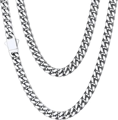 ChainsHouse Stainless Steel Mens Cuban Link Chain, Black/ 18K Gold Plated Miami Cuban Chain Necklace, 5mm/7mm/9mm/12mm/14mm Width, No Tarnish& Durable Hip Hop Mens Jewelry, 18"-30", Send Gift Box - Image 2