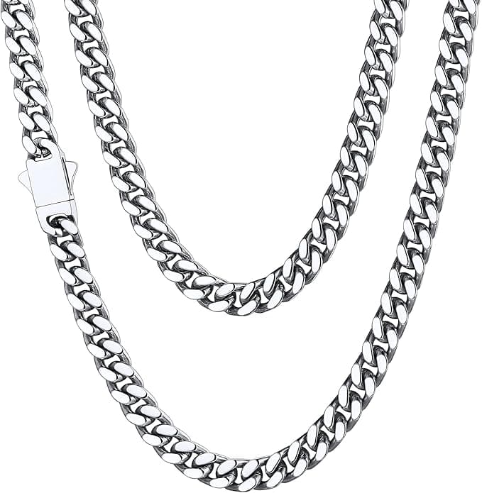 ChainsHouse Stainless Steel Mens Cuban Link Chain, Black/ 18K Gold Plated Miami Cuban Chain Necklace, 5mm/7mm/9mm/12mm/14mm Width, No Tarnish& Durable Hip Hop Mens Jewelry, 18"-30", Send Gift Box - Image 1