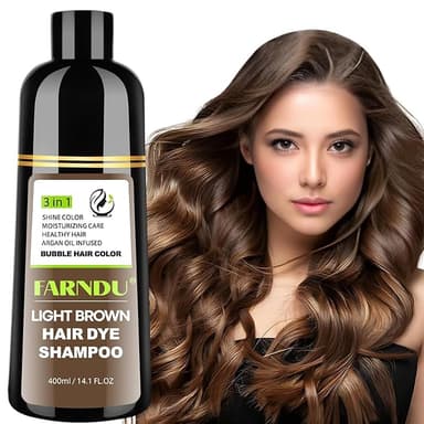 FARNDU Light Brown Hair Dye Shampoo for Gray Hair Coverage - 3 In 1 Natural Hair Color Shampoo for Women & Men, Champu Para Canas Mujer - Image 1
