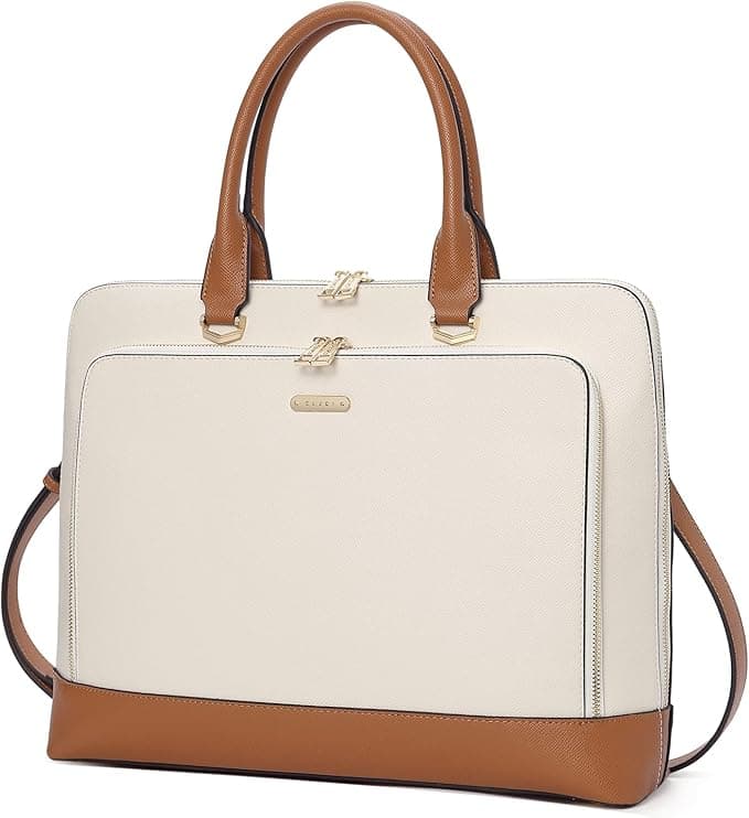 CLUCI Leather Briefcase for Women 15.6 Inch Laptop Business Computer Ladies Stylish Work Handbags Shoulder Bag - Image 1