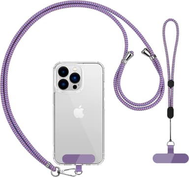 CACOE Phone Lanyard 2 Pcs-1 Pcs Adjustable Neck Strap, 1 Pcs Wrist Strap, 2 Pads, Universal Crossbody Multifuctional Cell Phone Lanyards Compatible with Most Smartphones(Purple Blue - Image 2