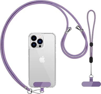 CACOE Phone Lanyard 2 Pcs-1 Pcs Adjustable Neck Strap, 1 Pcs Wrist Strap, 2 Pads, Universal Crossbody Multifuctional Cell Phone Lanyards Compatible with Most Smartphones(Purple Blue - Image 1