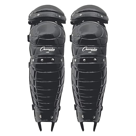 Champion Sports Umpire Leg Guards: Double Knee Umpire’s Shin Guard with Wings for Baseball & Softball - 16.5" Umpiring Shin Pads for Adults - Black - Image 1