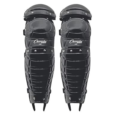 Champion Sports Umpire Leg Guards: Double Knee Umpire’s Shin Guard with Wings for Baseball & Softball - 16.5" Umpiring Shin Pads for Adults - Black - Image 1
