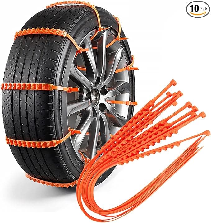 Reusable Snow Tire Chains for Trucks & SUVs - 2025 Upgrade 10 PCS Emergency Anti-Skid Traction Chains, Heavy Duty Plastic Wheel Cables for Winter Driving on Snow/Ice & Muddy Roads - Image 1