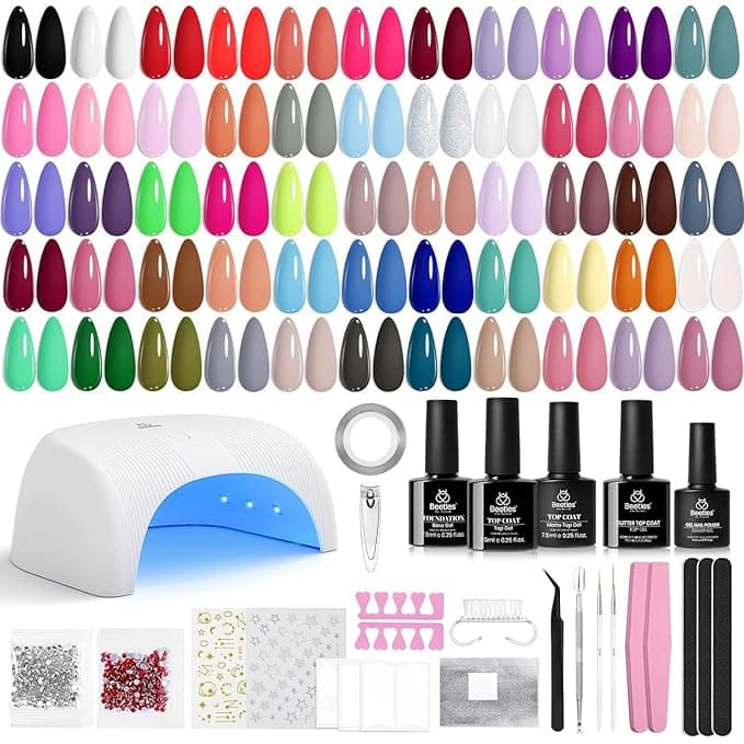 Beetles Gel Nail Polish Kit with U V Light - 55 Colors Gel Polish 80 Pcs Nail Kits with Base & Glossy Top Coat Soak Off DIY Salon at Home Beginner-friendly Nails Stuff Gifts for Women Girls - Image 1