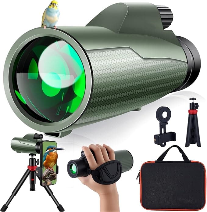 12x56 Monoculars for Adults High Powered, HD BAK4 FMC Monocular Telescope with Smartphone Adapter & Tripod, Portable Lightweight Monocular Scope for Bird Watching, Stargazing, Concerts & Sports Events - Image 1