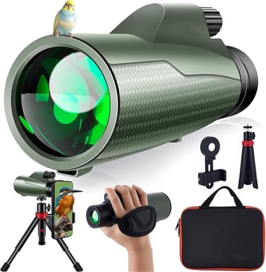 12x56 Monoculars for Adults High Powered, HD BAK4 FMC Monocular Telescope with Smartphone Adapter & Tripod, Portable Lightweight Monocular Scope for Bird Watching, Stargazing, Concerts & Sports Events - Image 1